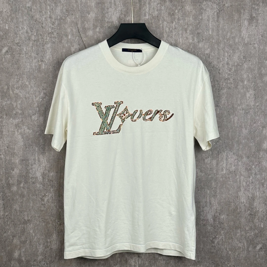 未使用 LouisVuitton/路易威登 绿珠绣花短袖 胸围110 衣长70