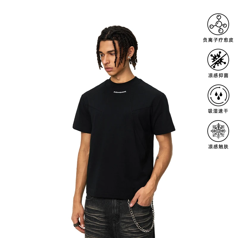 【Achock官方店】速干透气凉感刺绣logo简约短袖T恤新款潮牌美式