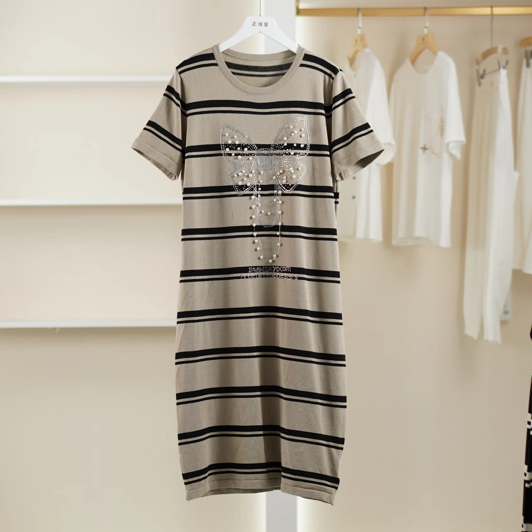 麦迪尚品  5050510 重工条纹针织连衣裙夏季女装专柜撤柜正品