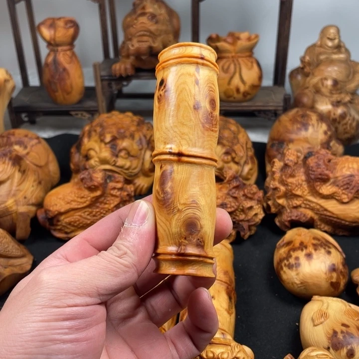 柏木手工竹节手把件