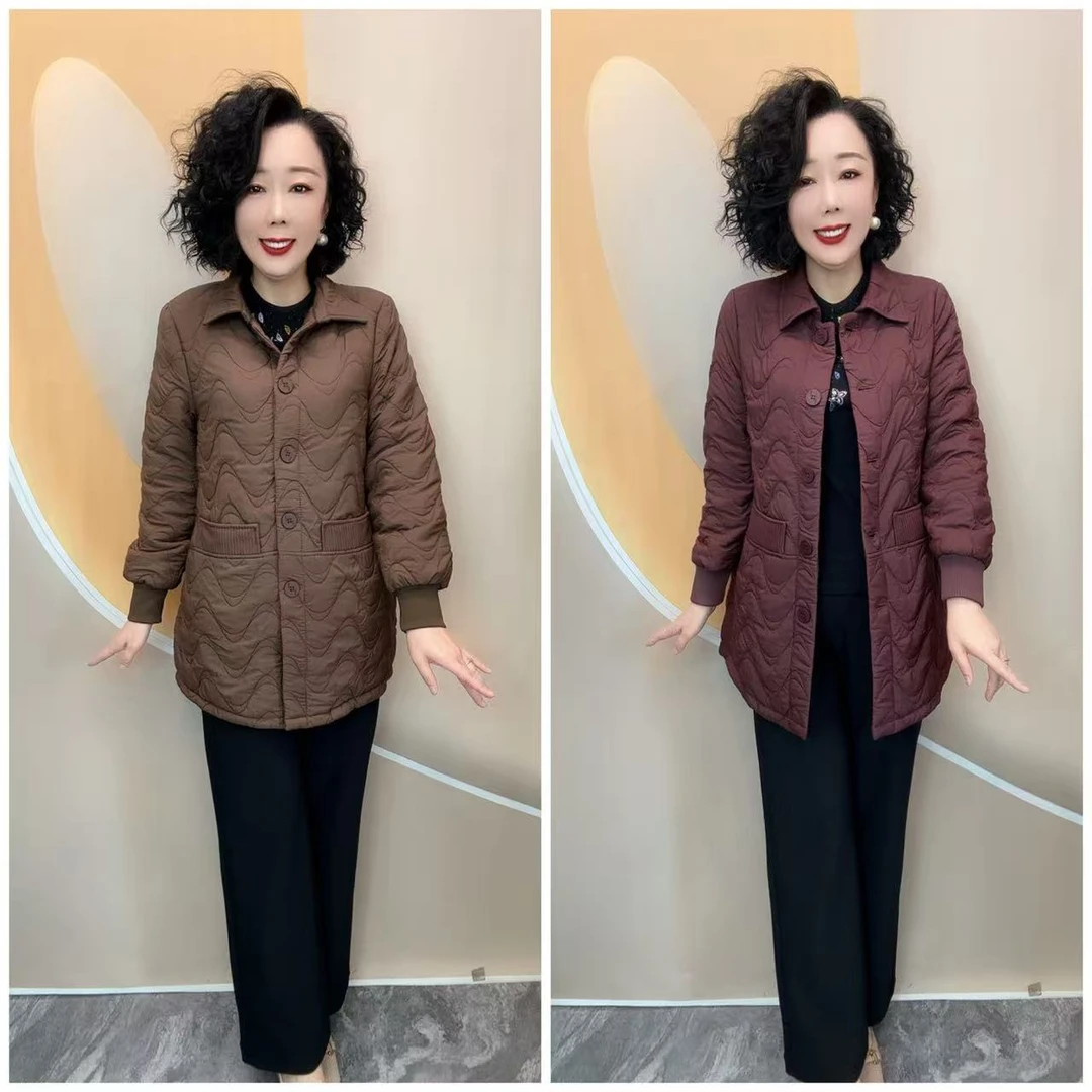 19新款优雅妈妈时尚宽松大码保暖中款大方二棉服外套，80衣长