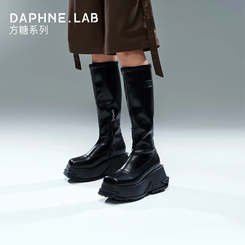 DAPHNE LAB方糖系列25秋冬方糖三代弹力厚底机能及膝靴