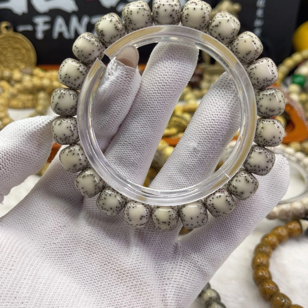 星月菩提手串石玉侧留白瓷绿11×10同枝高抛正月