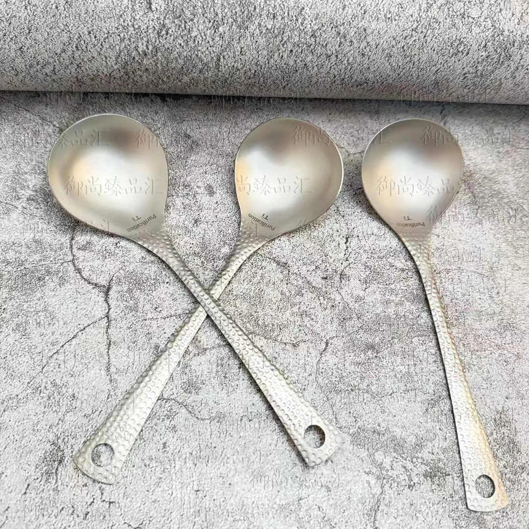 钛锤纹柄火锅汤勺漏勺加厚一体成型家用餐具食品级