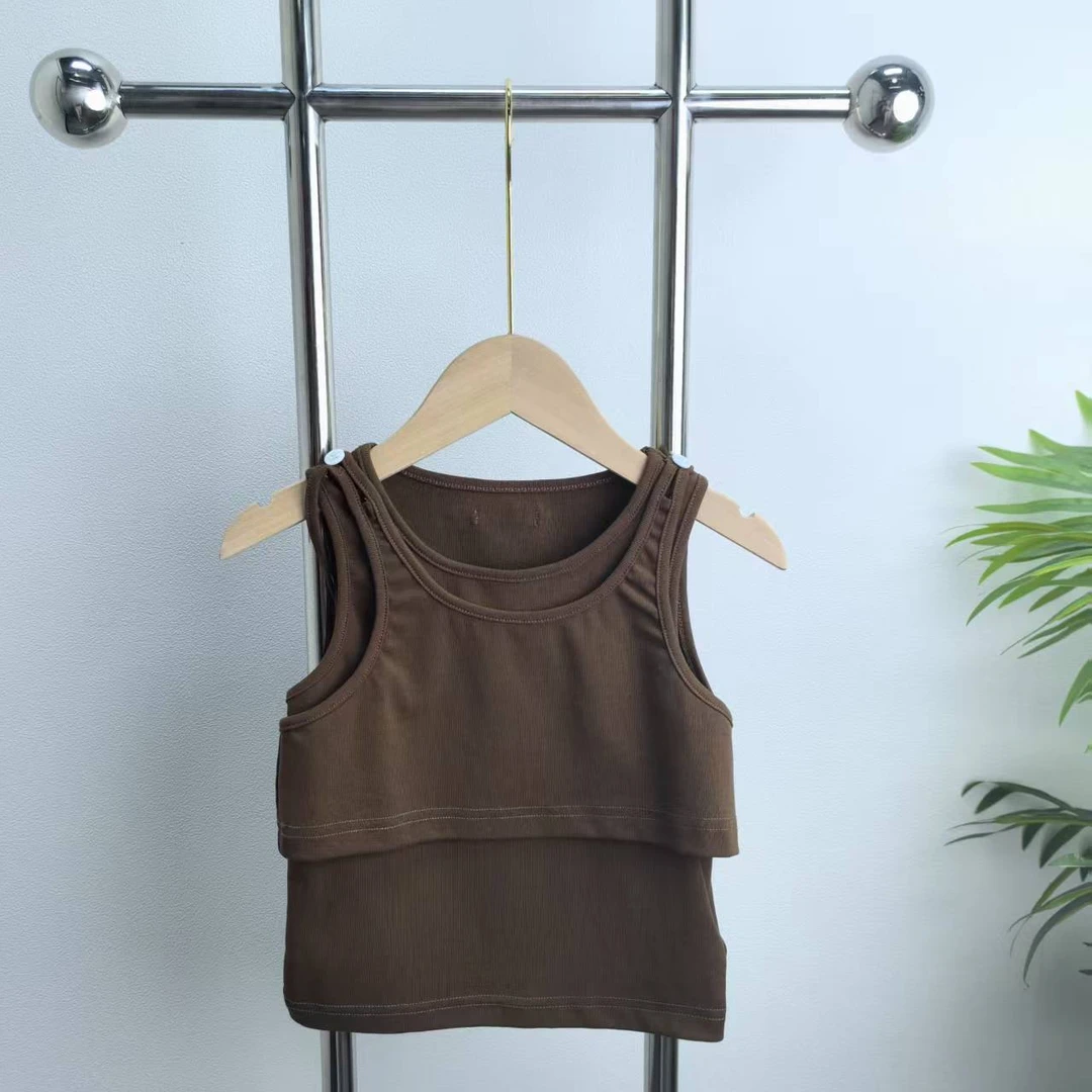 【1202T】咖色背心两件套B1-15