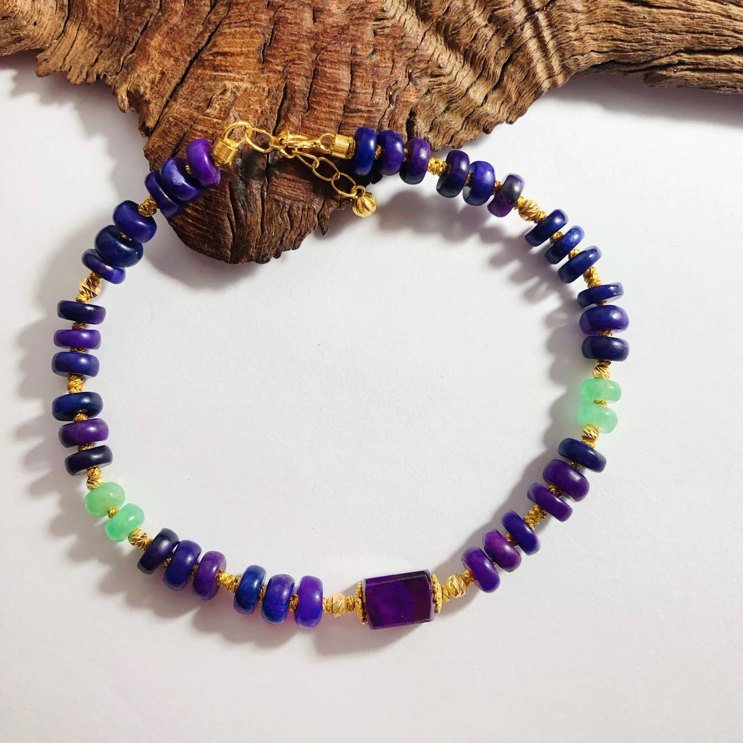 【圣芭黎】天然舒俱来手链帝王紫方块算盘翡翠5-D1514多样性发一