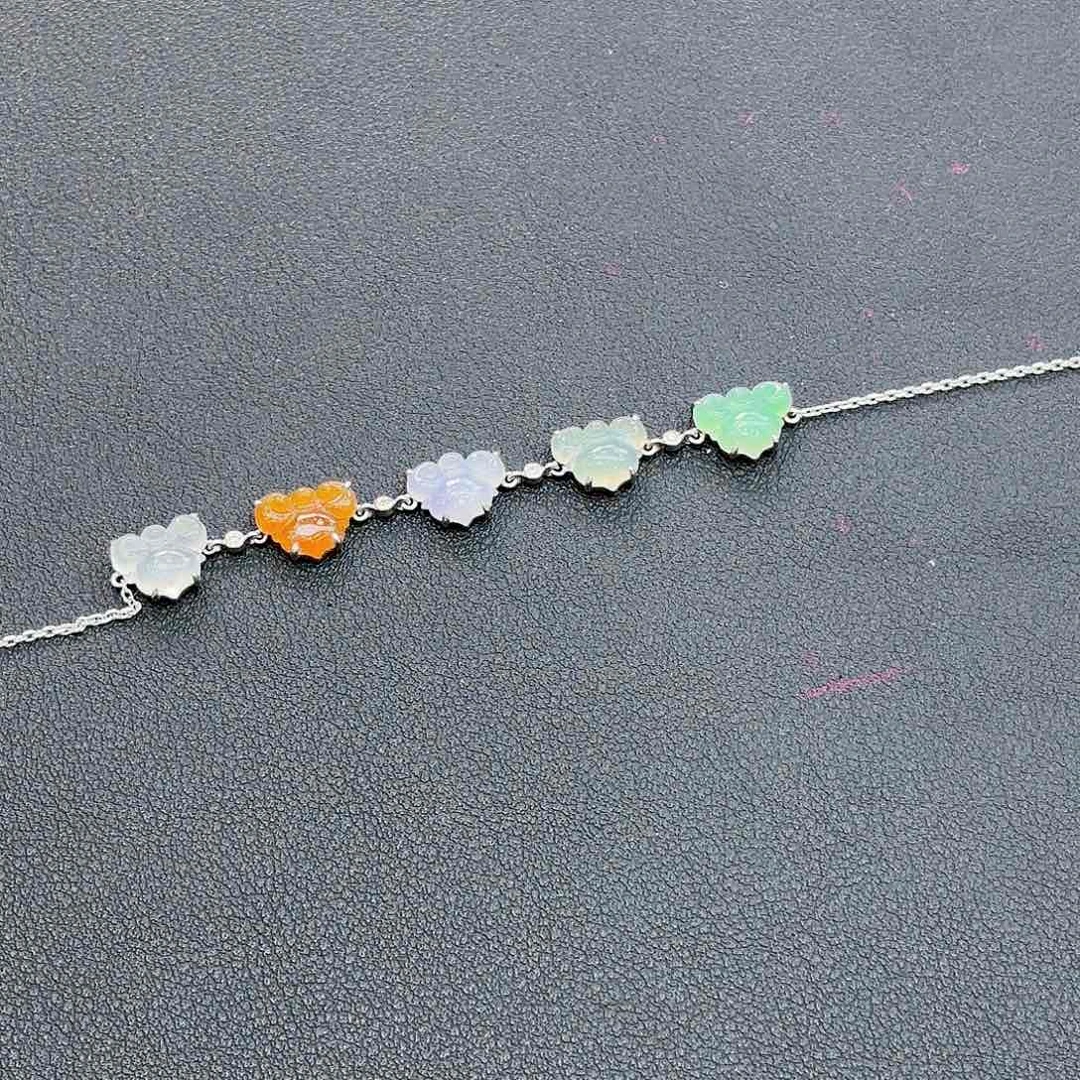 翡翠手链18K金镶嵌夏**光手链