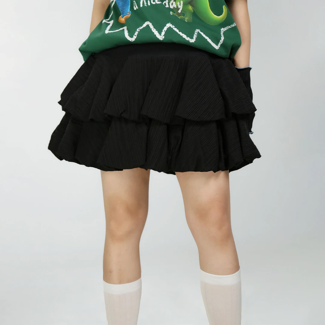 嬉游记原创 2025新款减龄显瘦学院风花苞裙女甜酷辣妹a字蓬蓬短裙