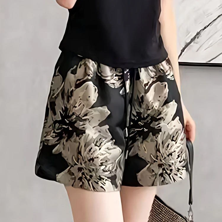 冰丝阔腿裤短裤子女夏季薄款宽松显瘦大码外穿瑜伽热裤速干运动裤