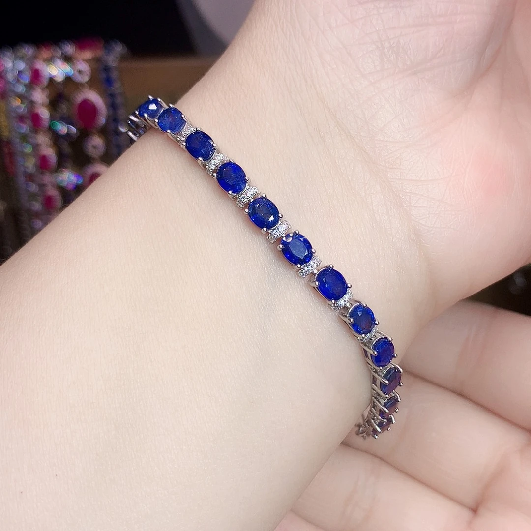 蓝宝石手链银S925镶嵌
