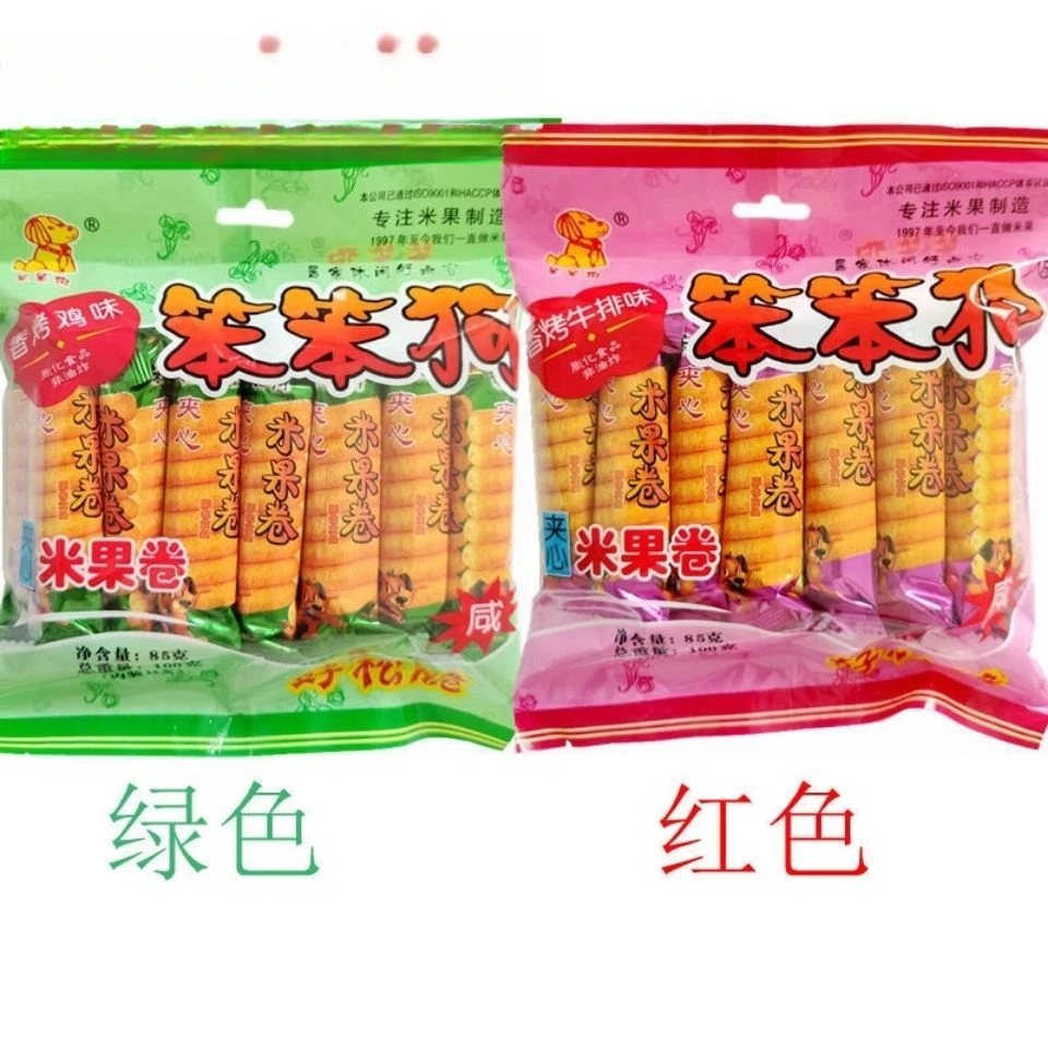 包邮正品笨笨狗夹心米果粗粮米棒米卷非油炸袋装儿童休闲代餐零食