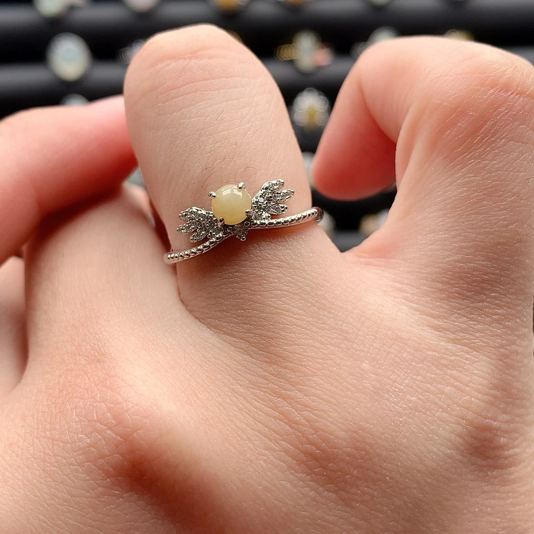 翡翠戒指银S925镶嵌0214