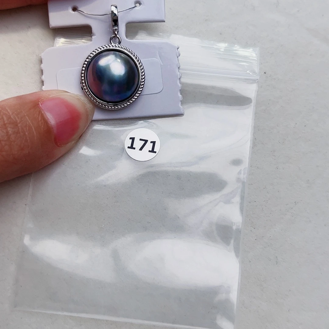 银S925镶嵌拼合珍珠（马贝珠）颈饰白*