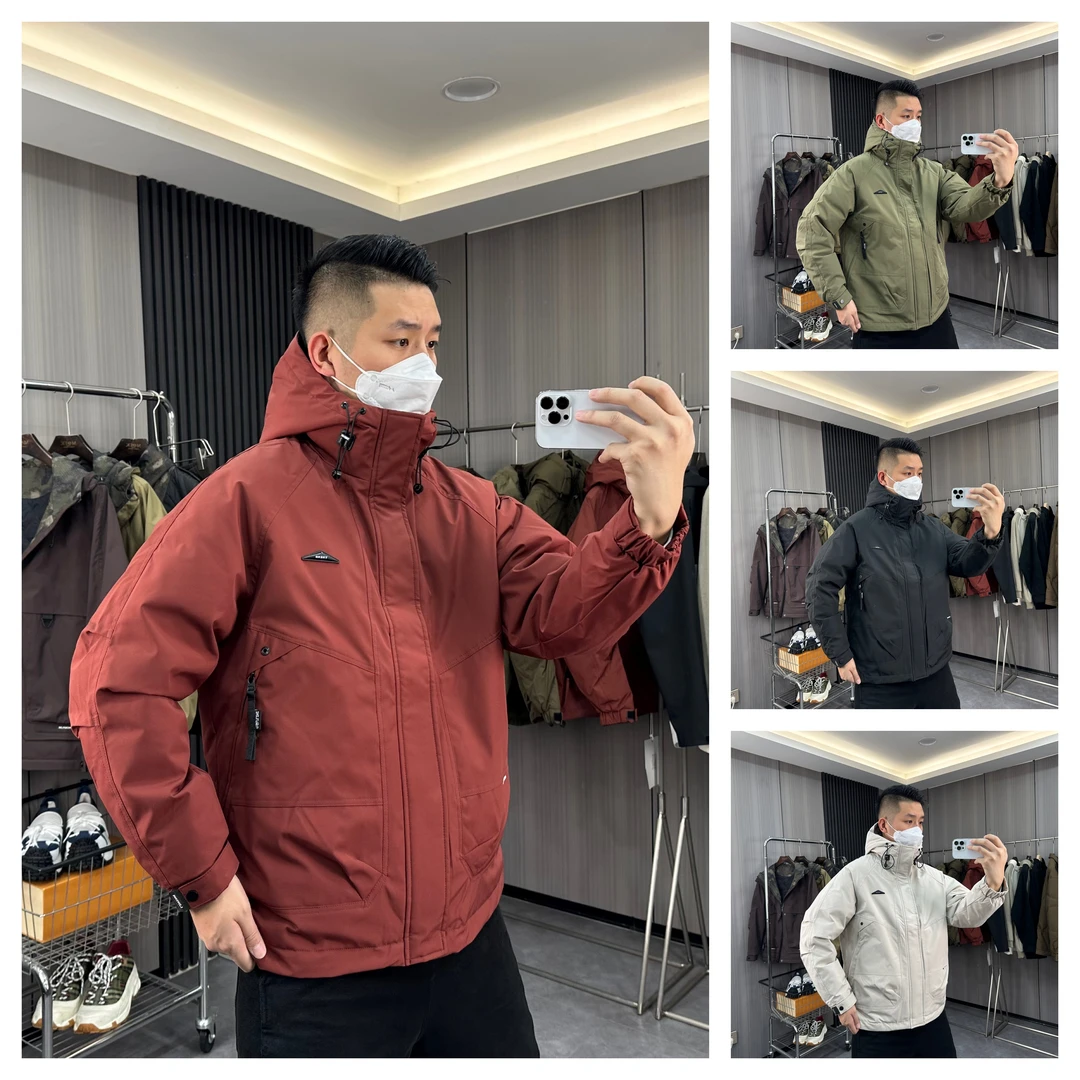 【良品基地】连帽羽绒服户外冲锋衣秋冬纯色百搭本命年加厚休闲外套