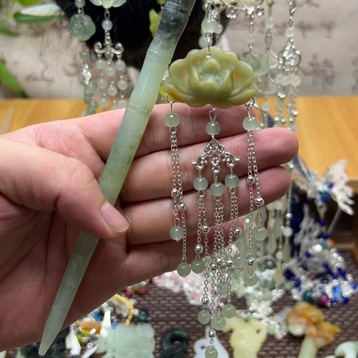 合金蛇纹石玉发饰