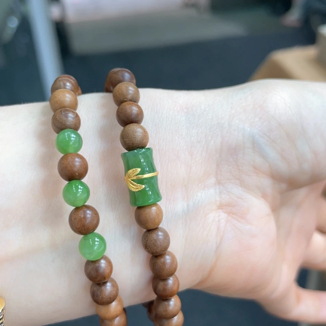 和田玉18K金镶嵌颈饰