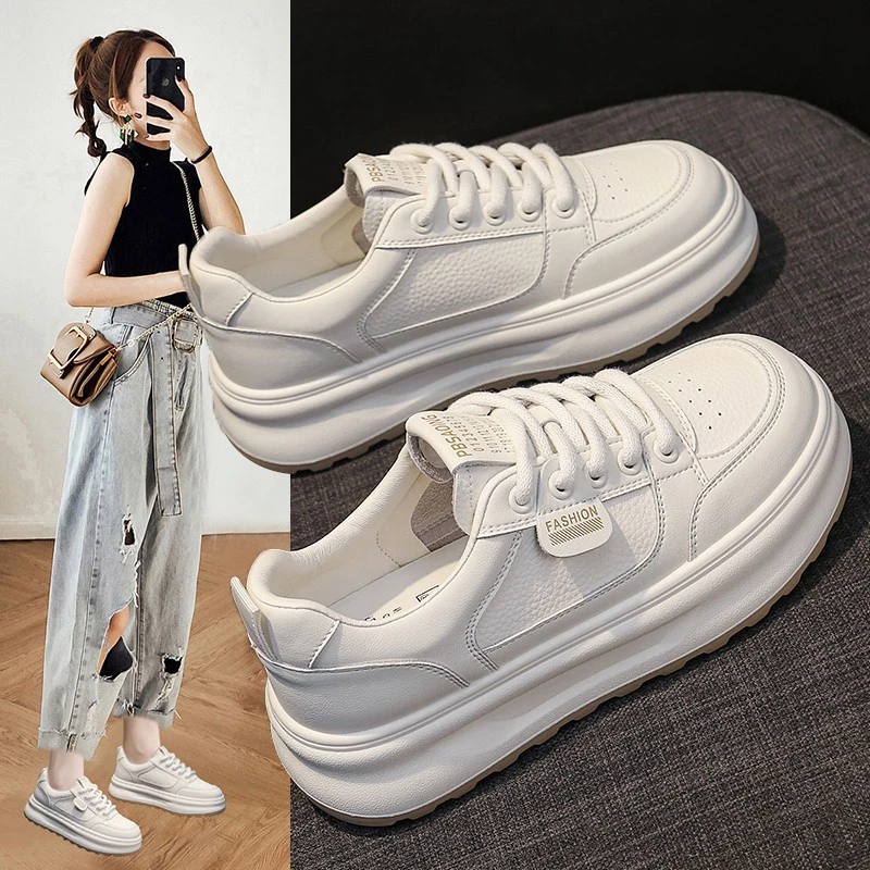 小白鞋女鞋2025春秋新款百搭板鞋厚底韩版港风休闲运动鞋
