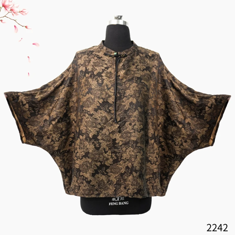 LL 春夏新款桑蚕丝香云纱鎏金提花缎双面穿时尚上衣2242-1
