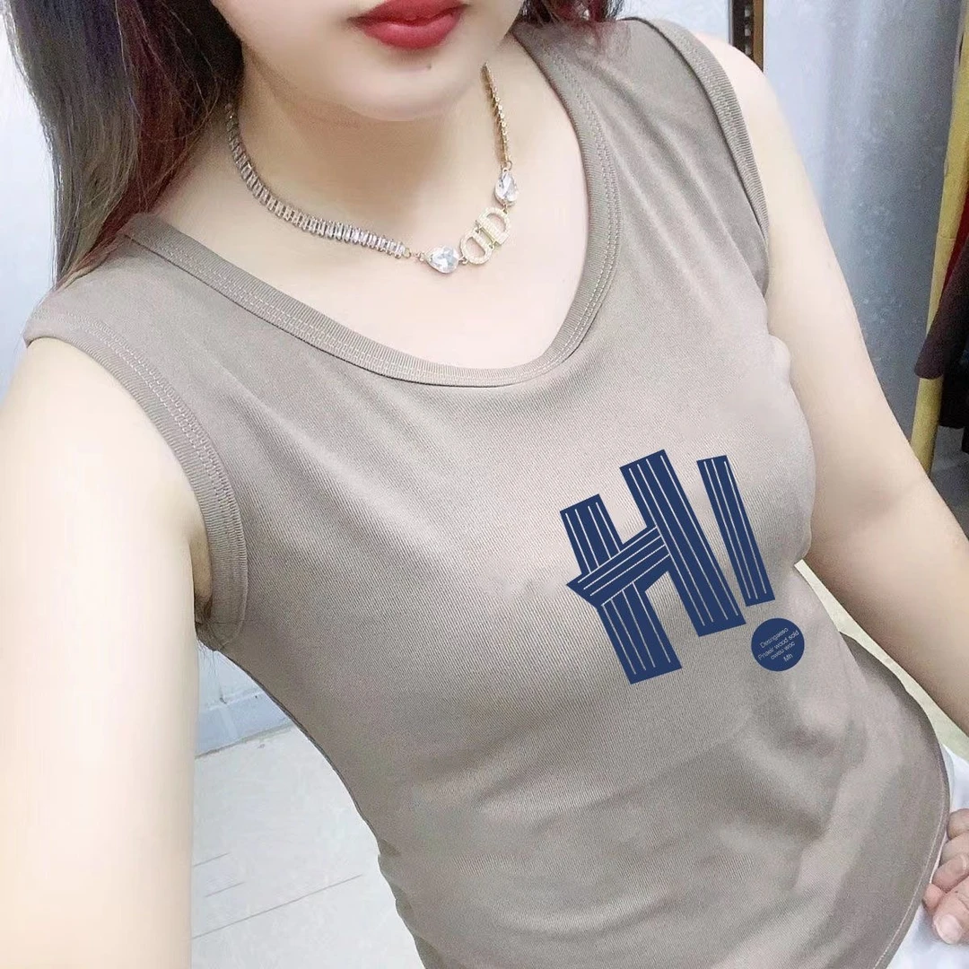 100%纯棉女背心内搭吊带夏季时尚韩版无袖修身百搭运动印花上衣女