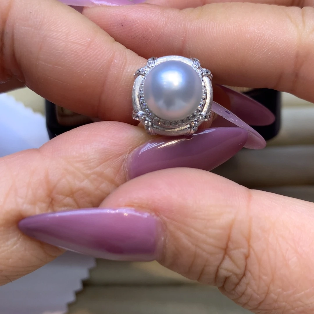 银S925镶嵌戒指海水珍珠
