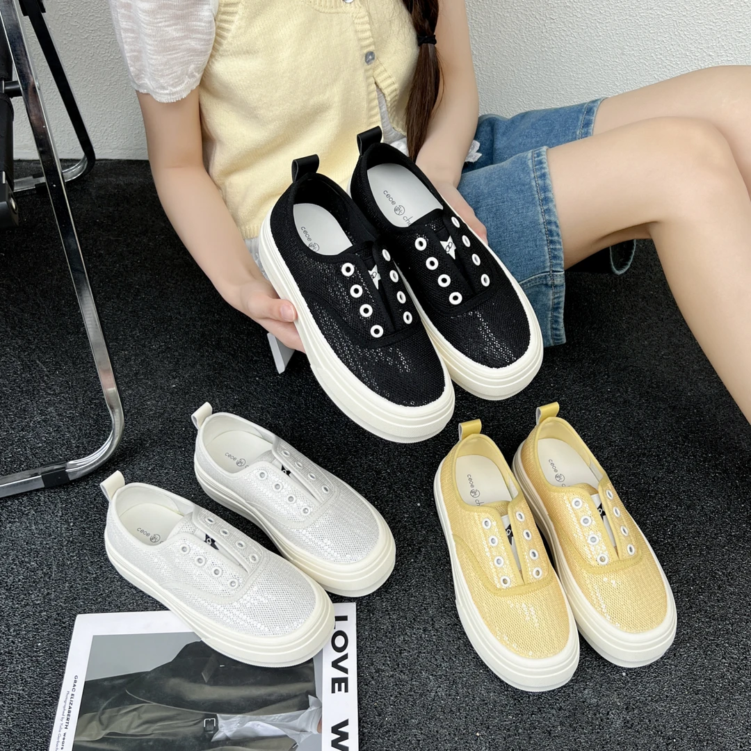 一脚蹬网纱板鞋女2025春夏新款镂空网面透气渔夫鞋厚底网鞋031
