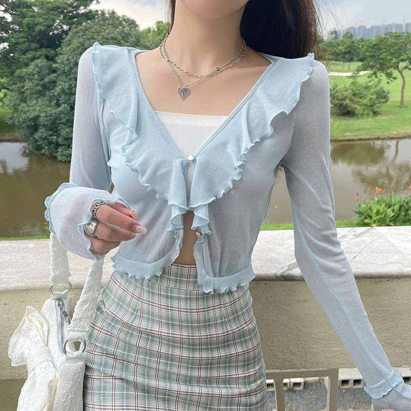 开衫女薄款披肩夏季搭配吊带裙子的外搭罩衫仙气冰丝网纱上衣