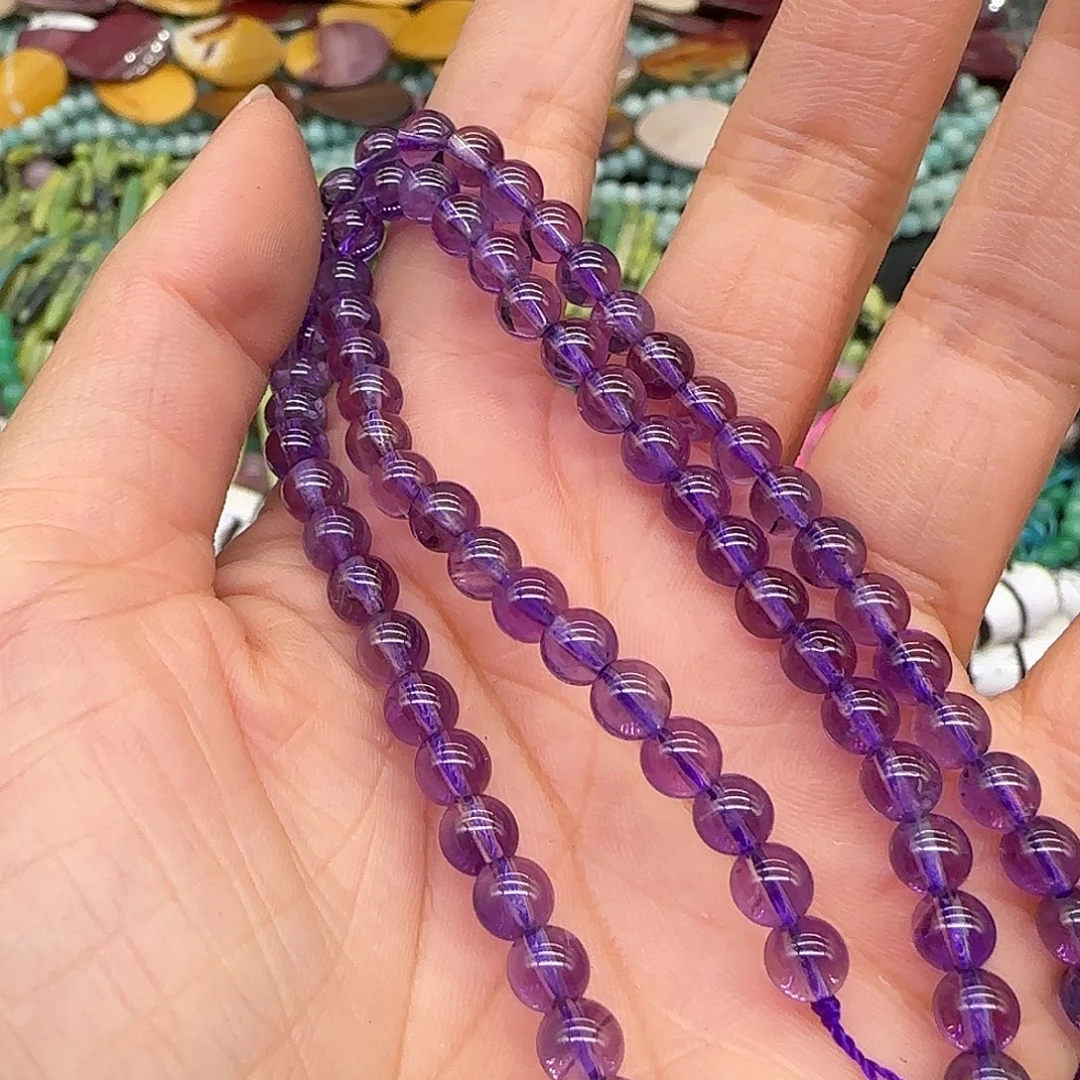 玛瑙/玉髓合金珠宝半成品紫水晶4mm一条