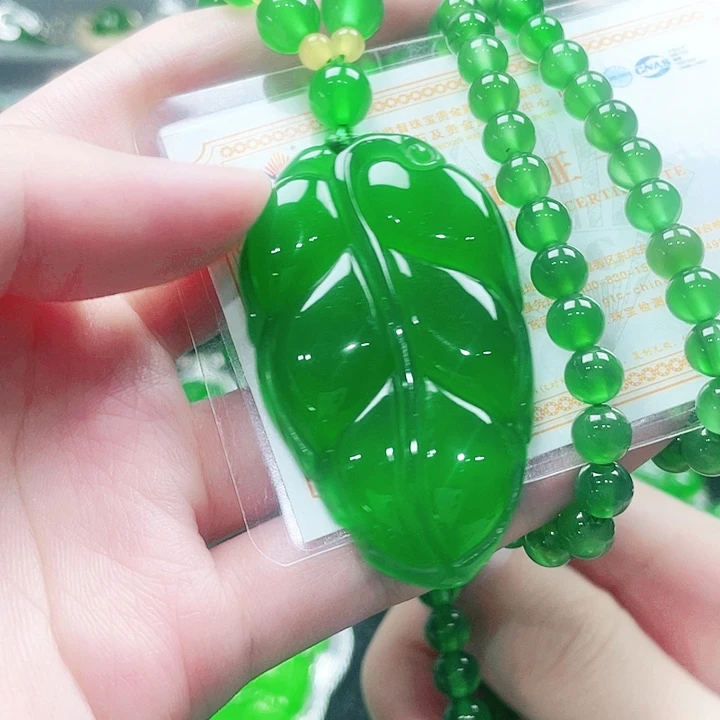 远***山未镶嵌颈饰玛瑙/玉髓叶子带珠链2
