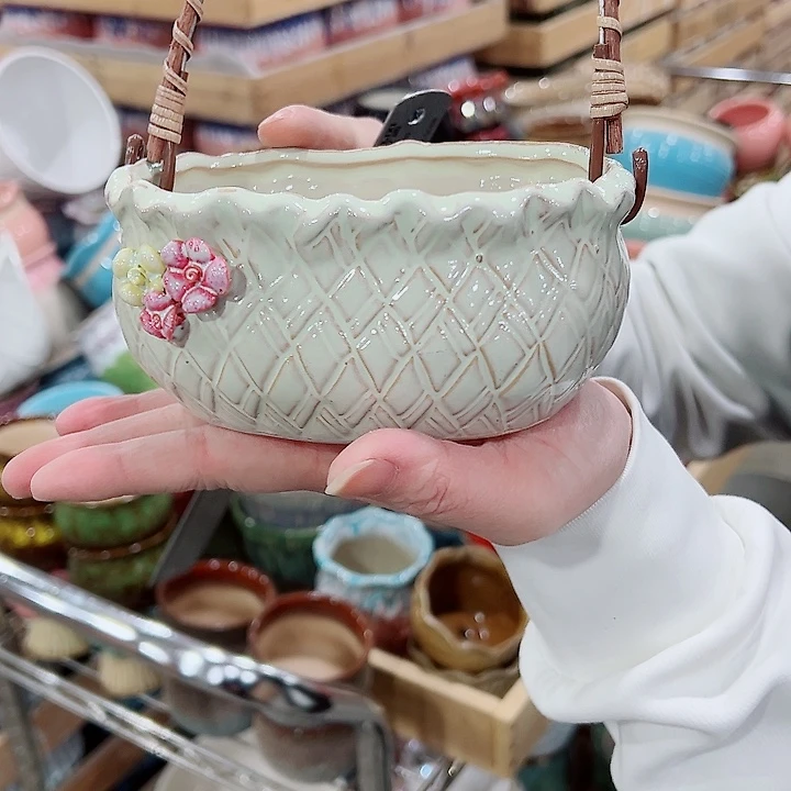 有孔，凑单福利满10元发货陶瓷多肉花盆！