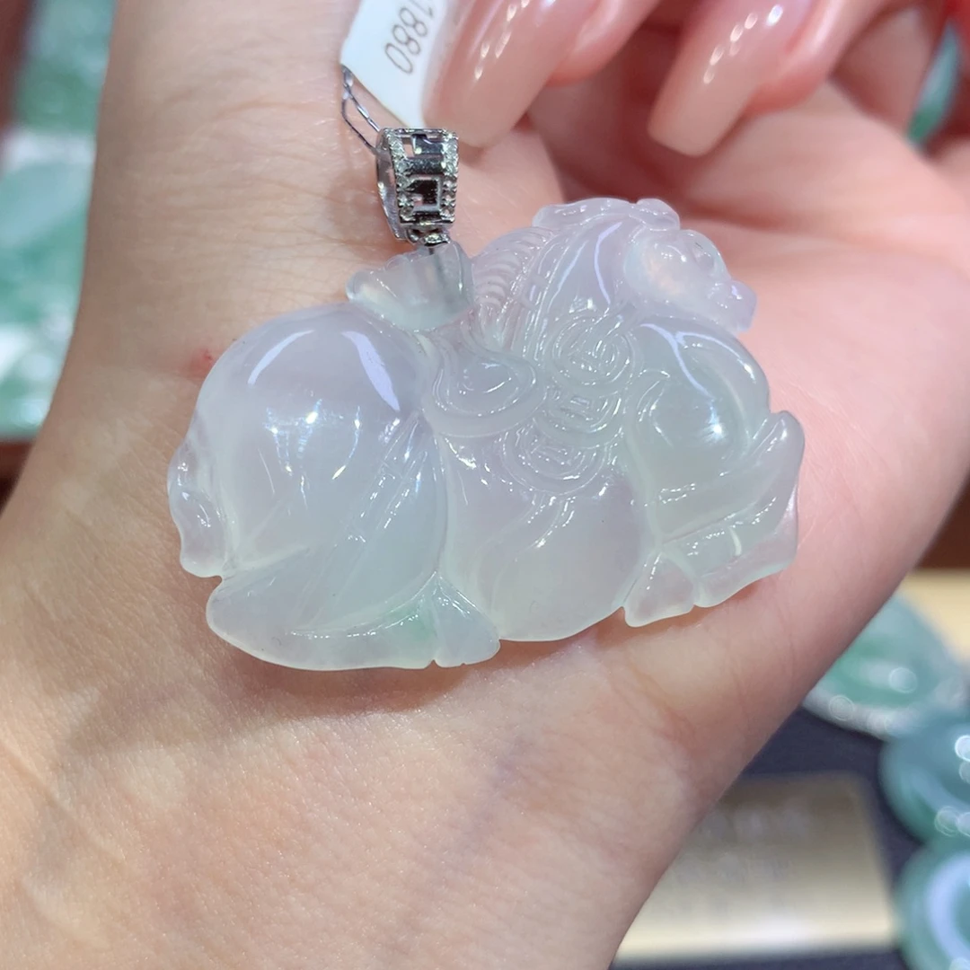 吊坠(不含链)18K金镶嵌翡翠