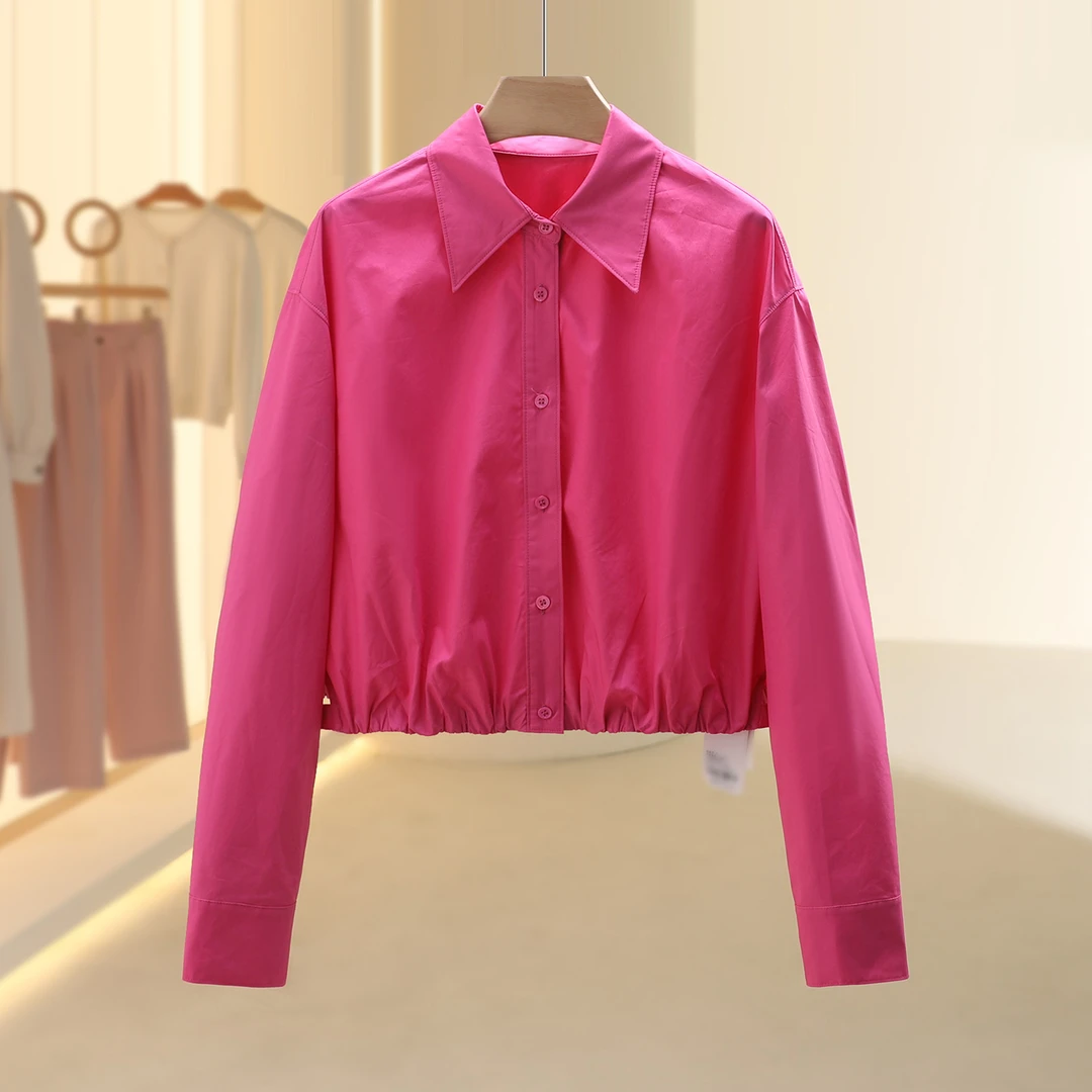 【迪】纯棉复古宽松透气翻领衬衫2025年秋季专柜撤柜女装七号铺