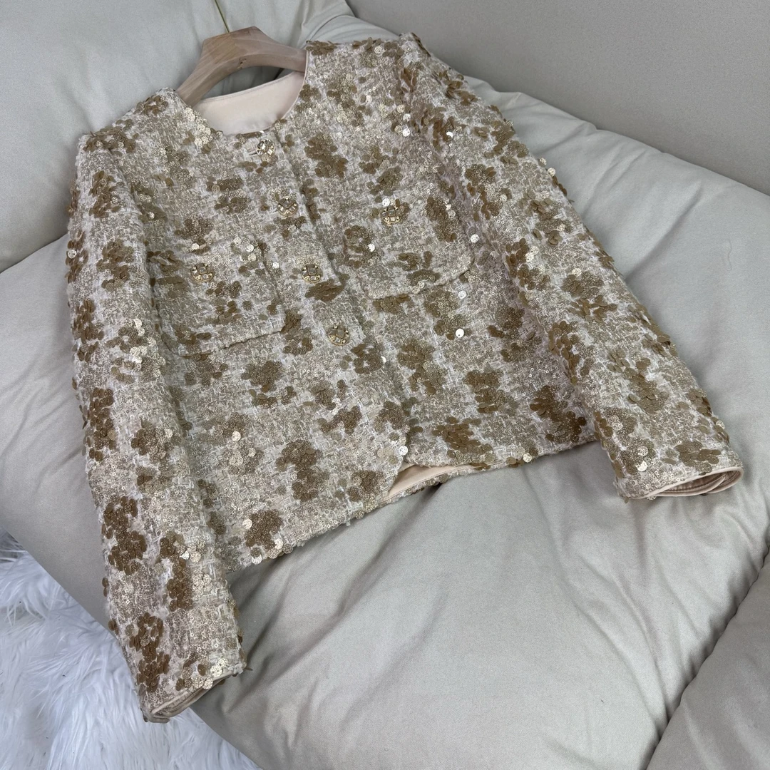 【金羽叶】金色小香风外套 70403