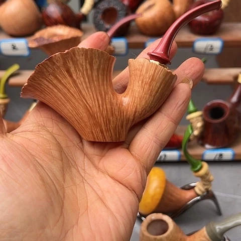 昌化石印石颤****.石楠木手工制作烟斗
