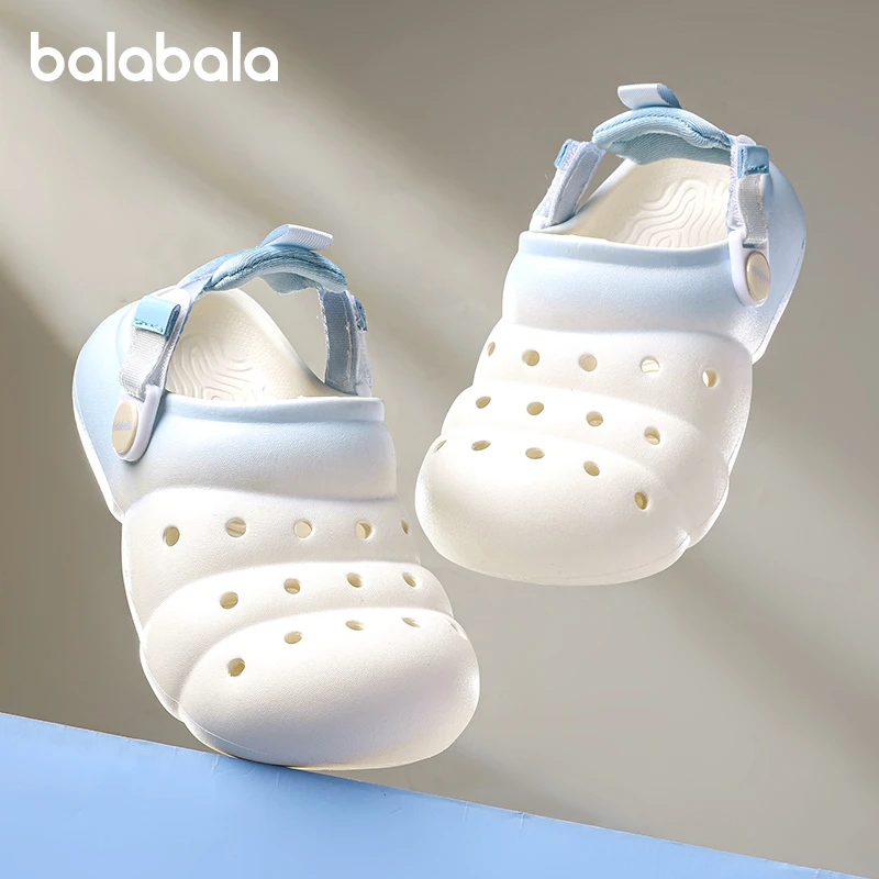 巴拉巴拉儿童洞洞鞋男童女童鞋防滑凉拖鞋居家2025夏新款渐变撞色