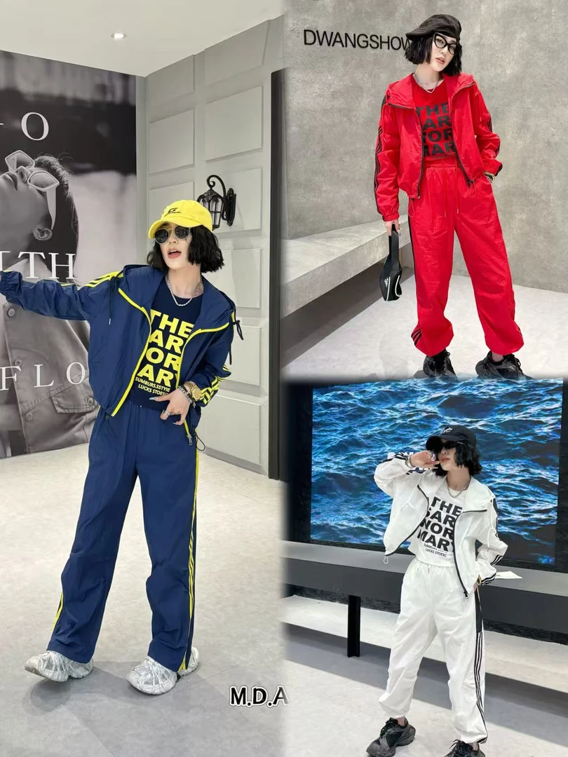 5265款2025夏季新款运动套装时尚防晒拉链休闲三件套潮流