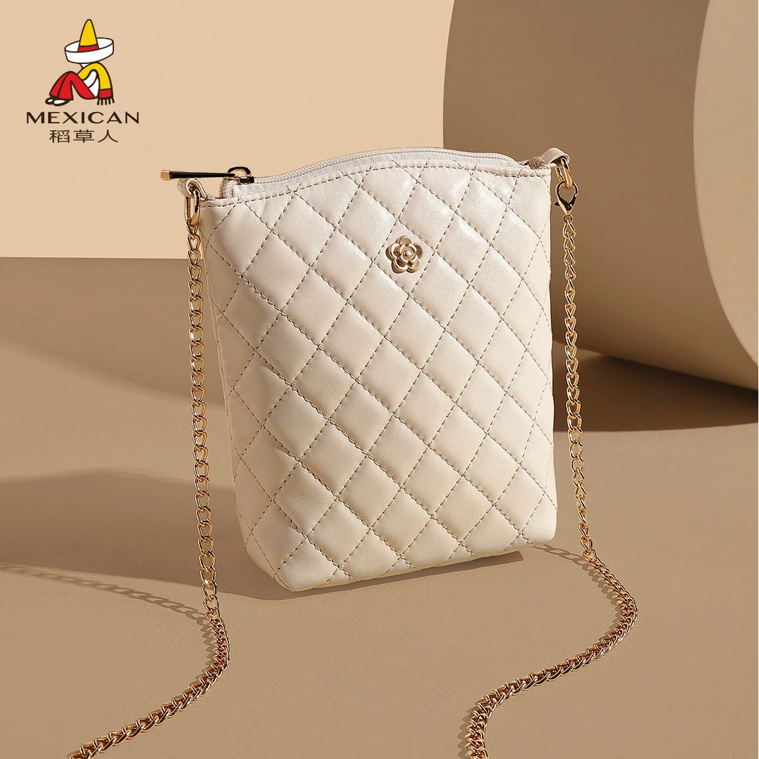 稻草人包包女款时尚小香风手机包迷你斜挎包链条包百搭菱格包小包