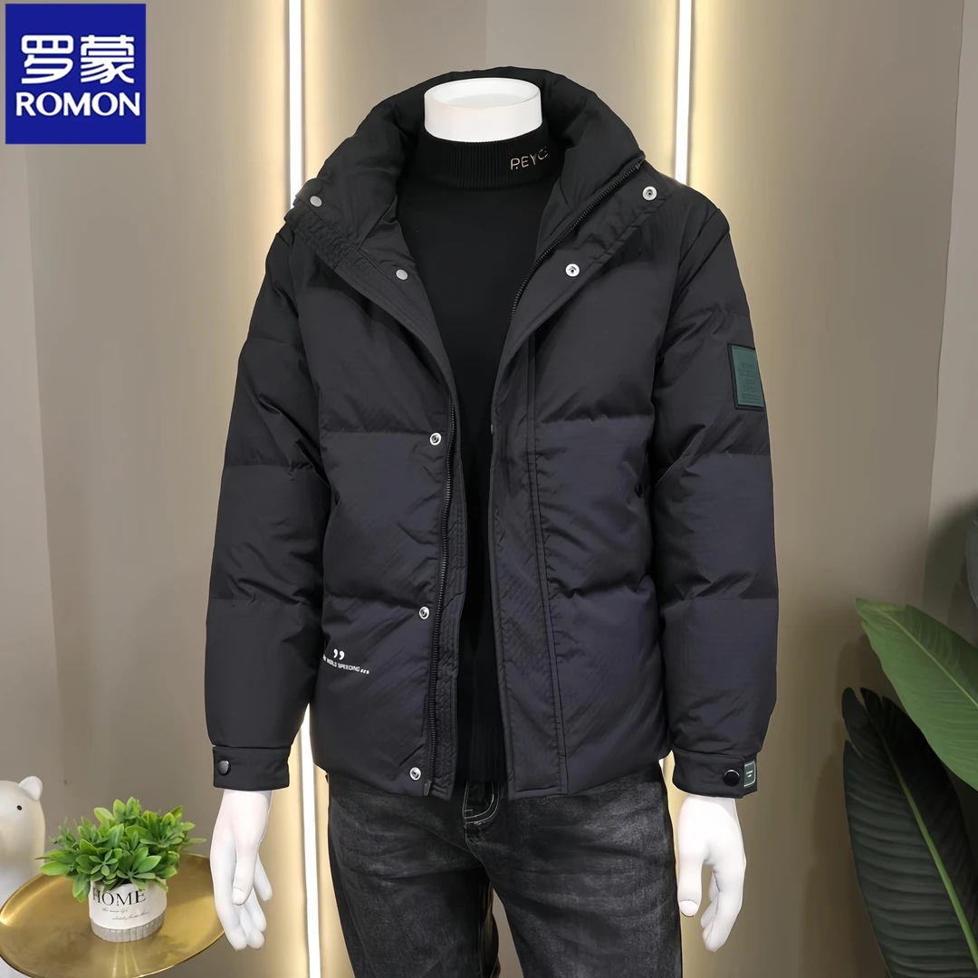 Romon/罗蒙轻薄羽绒服男士外套新款高端秋冬季休闲百搭夹克白鸭绒