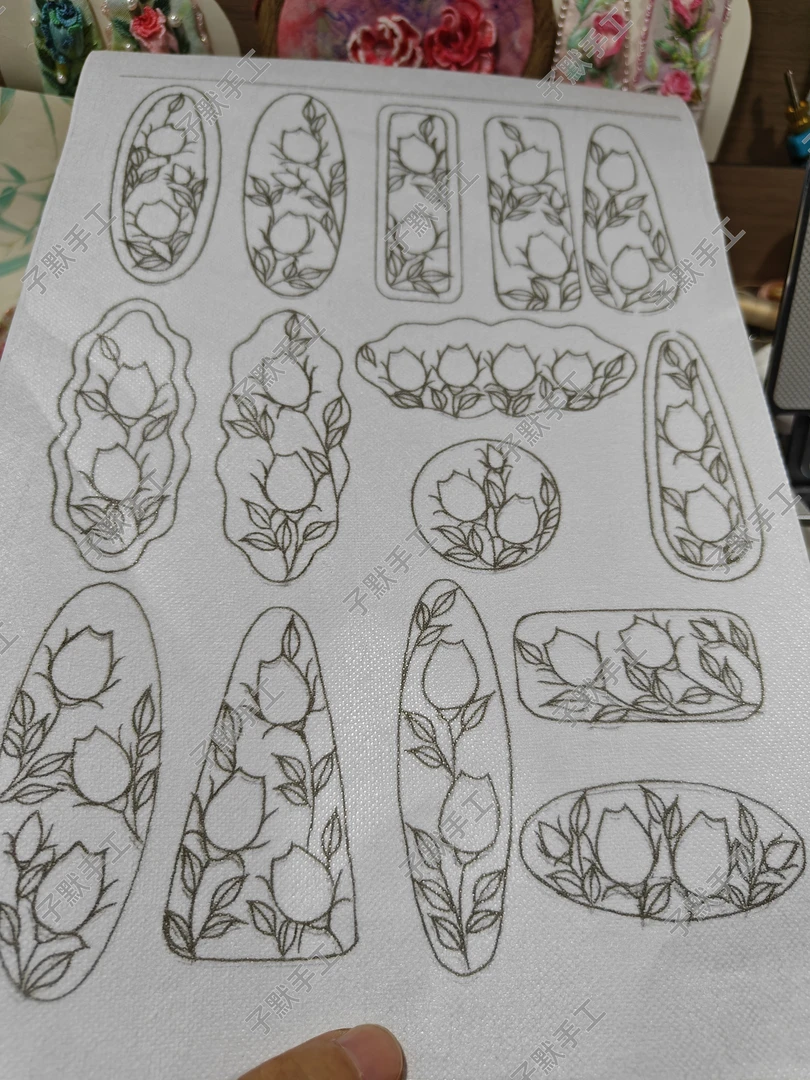 水溶刺绣发夹图纸一次性刺绣模板无教程手工材料