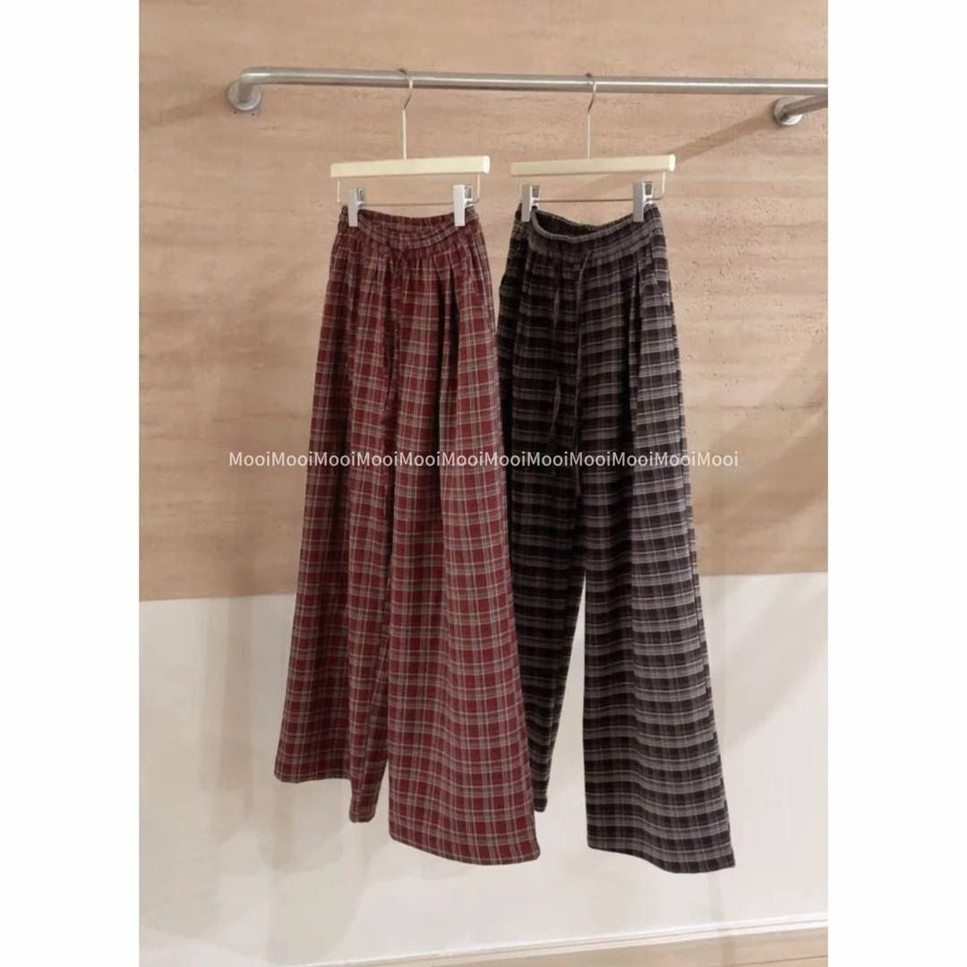 【mooi】'红咖格调'秋冬新款韩版ins风小众设计感休闲裤