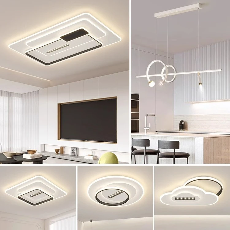 2025新款极简大气长方形家用吸顶灯带射灯简约大厅卧室吸顶灯餐厅