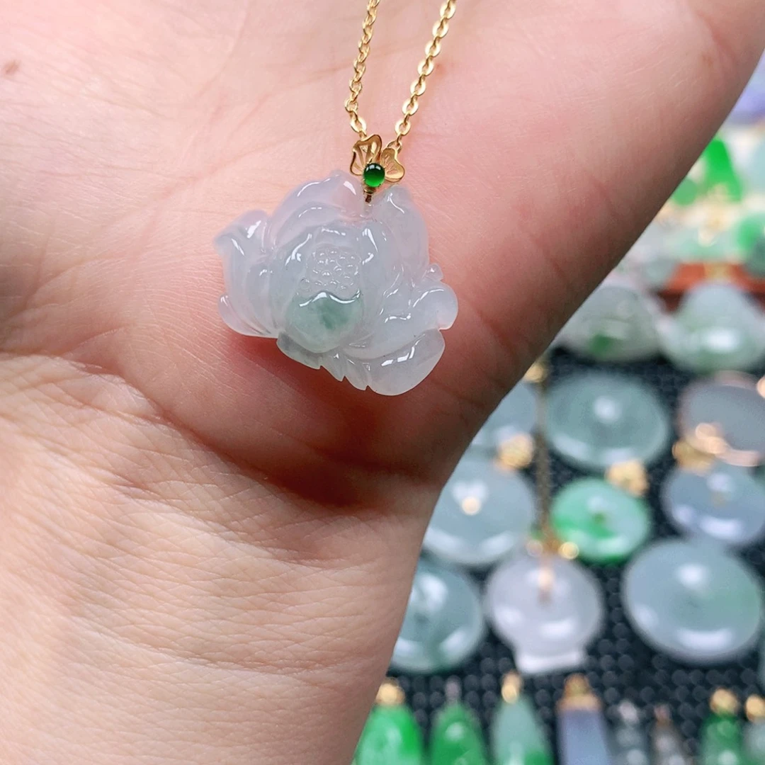 翡翠18K金镶嵌吊坠(不含链)