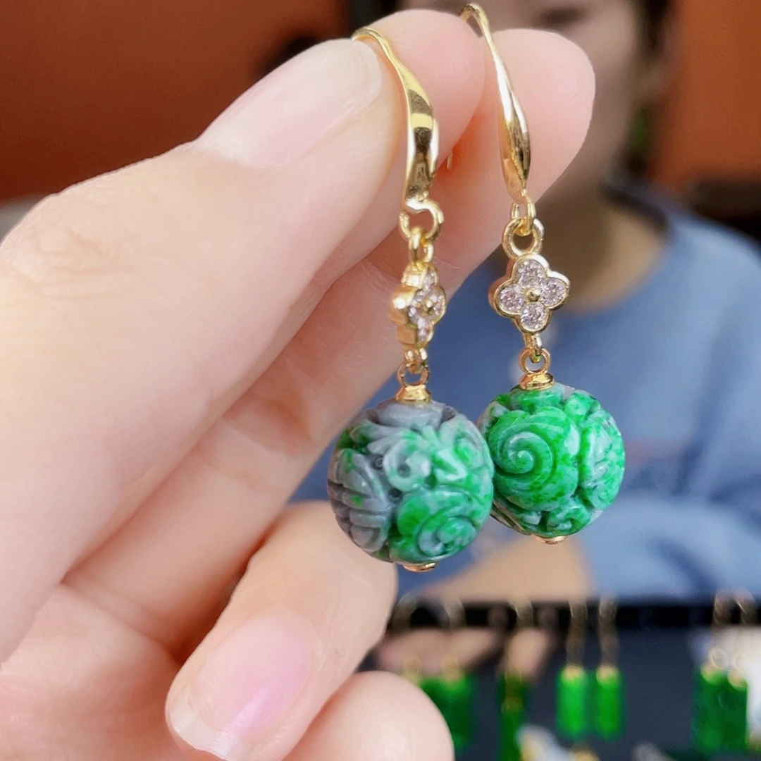 翡翠未镶嵌耳饰饰品