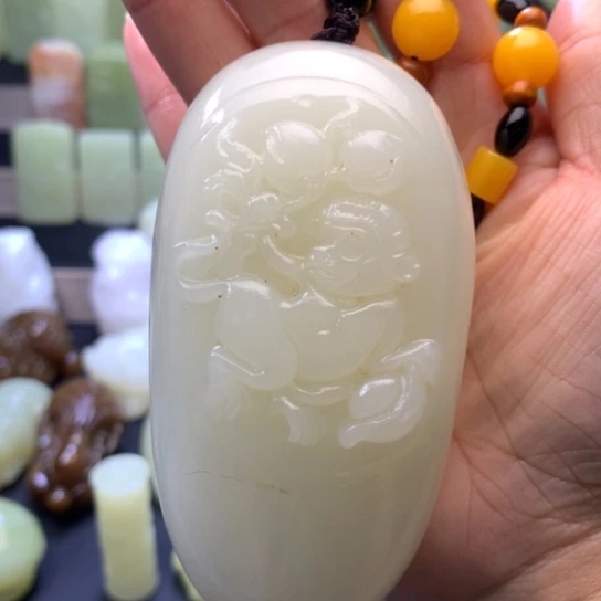 石材方解石手把件