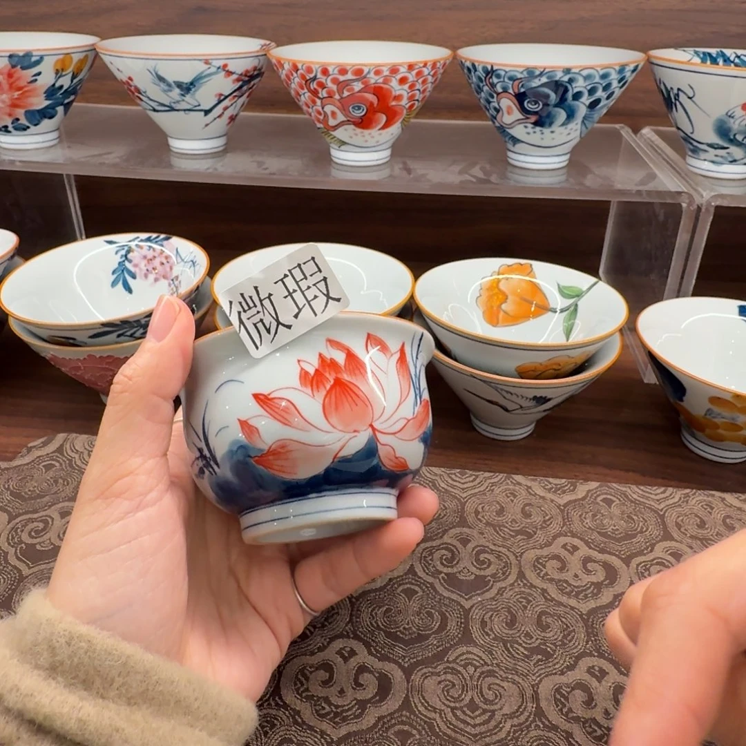 釉下手绘茶具微瑕