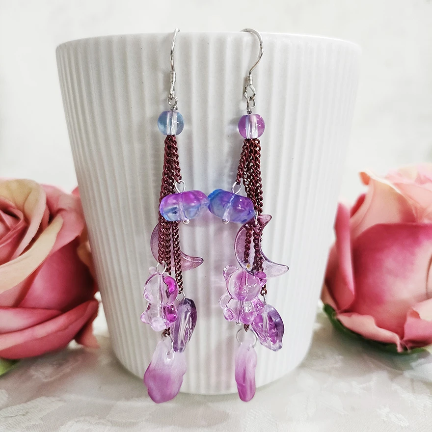 铜合金琉璃耳饰 民族风气质长款手工耳坠耳环1641