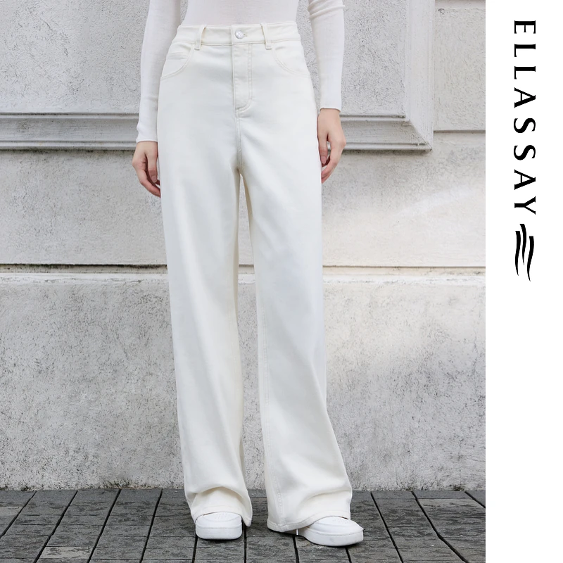 ELLASSAY歌力思2025秋季新款舒适简约直筒牛仔裤女E363N01100
