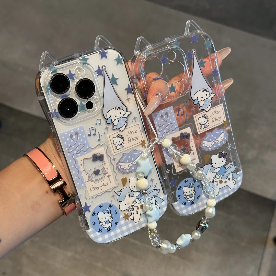 GGBond蓝色小KT海星挂链适用苹果17猫耳16手机壳华为oppo小米vivo