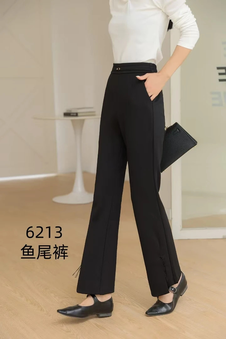 【DK431]2025年春季新款休闲时尚百搭高腰微喇裤休闲裤