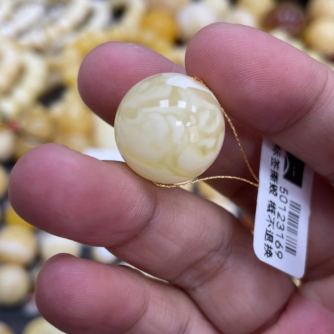 未镶嵌琥珀珠宝奇石18mm 花粉