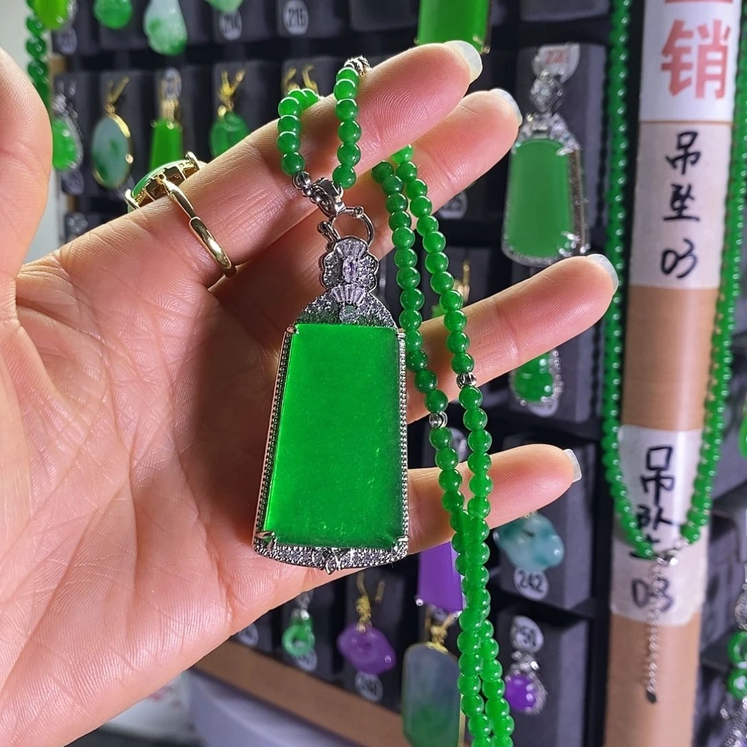 银S925镶嵌翡翠耳饰03